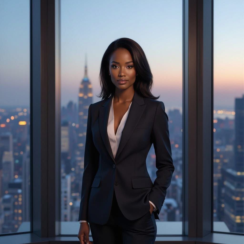 Confident Businesswoman in Hyper-Realistic Office Portrait
