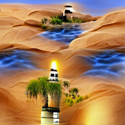 Lighthouse Emerges in Desert Oasis