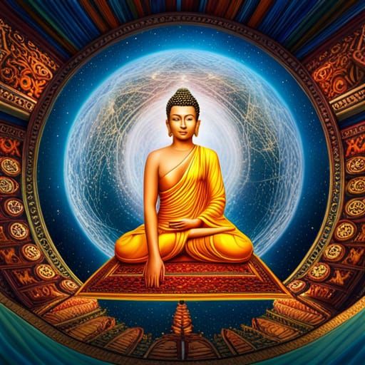 Buddha Enters Paradise on Flying Carpet