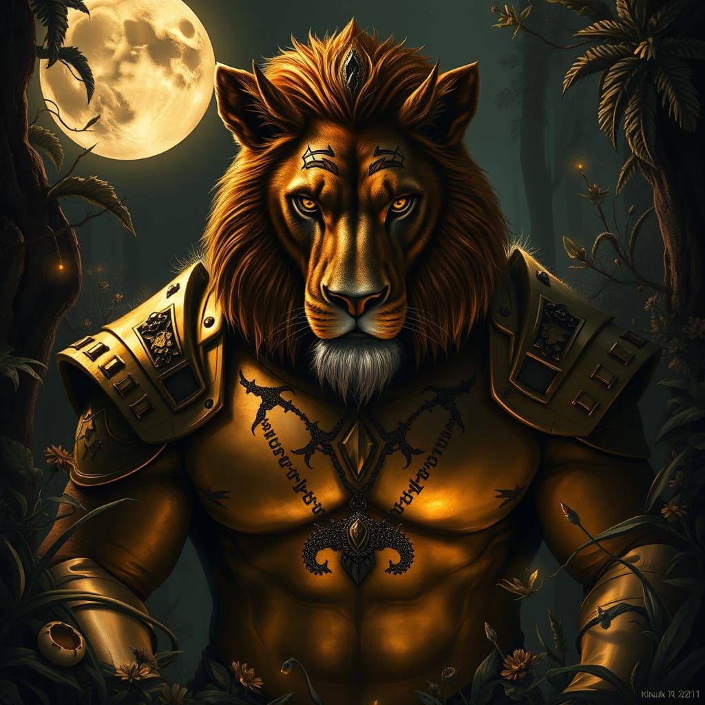 Hyperrealistic Lion King in Medieval Armor