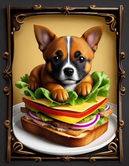 Puppy Sandwich in Tim Burton Style