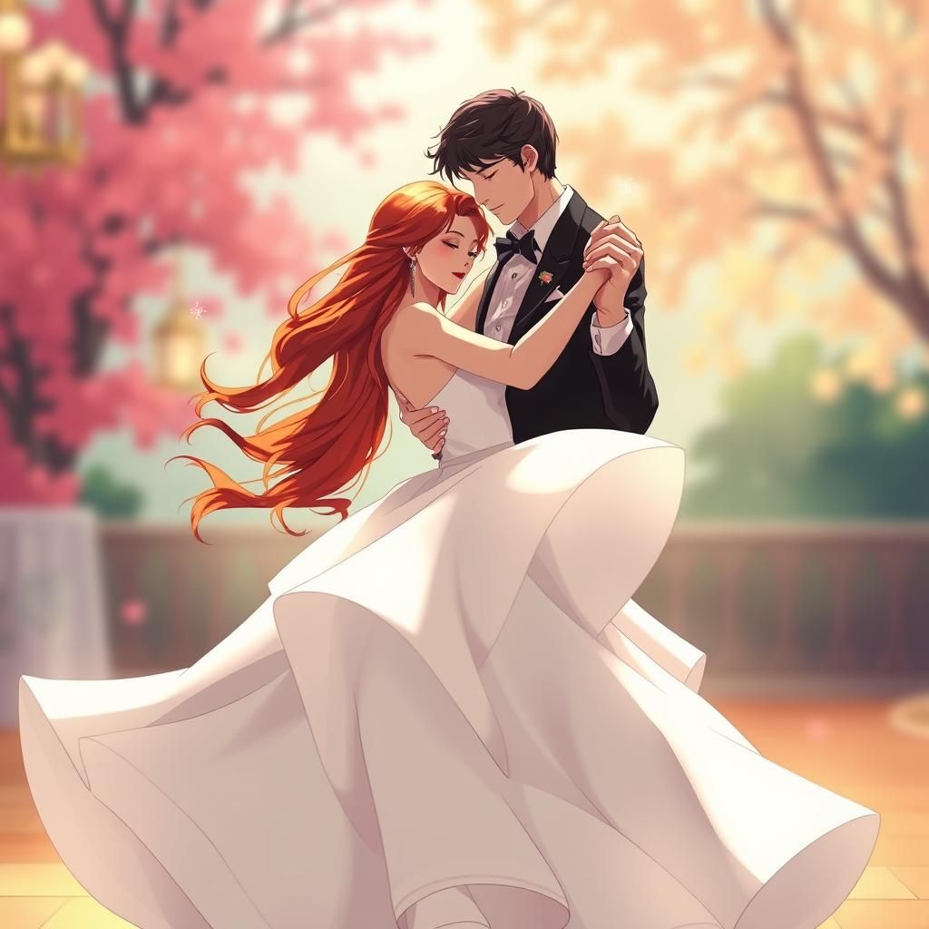 Romantic Couple's First Dance in Anime Style