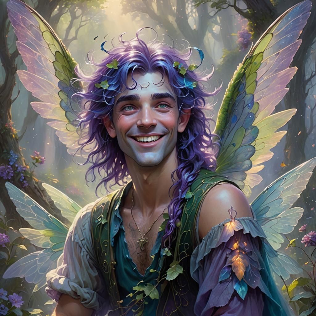 Purple Haired Faerie with Gossamer Wings