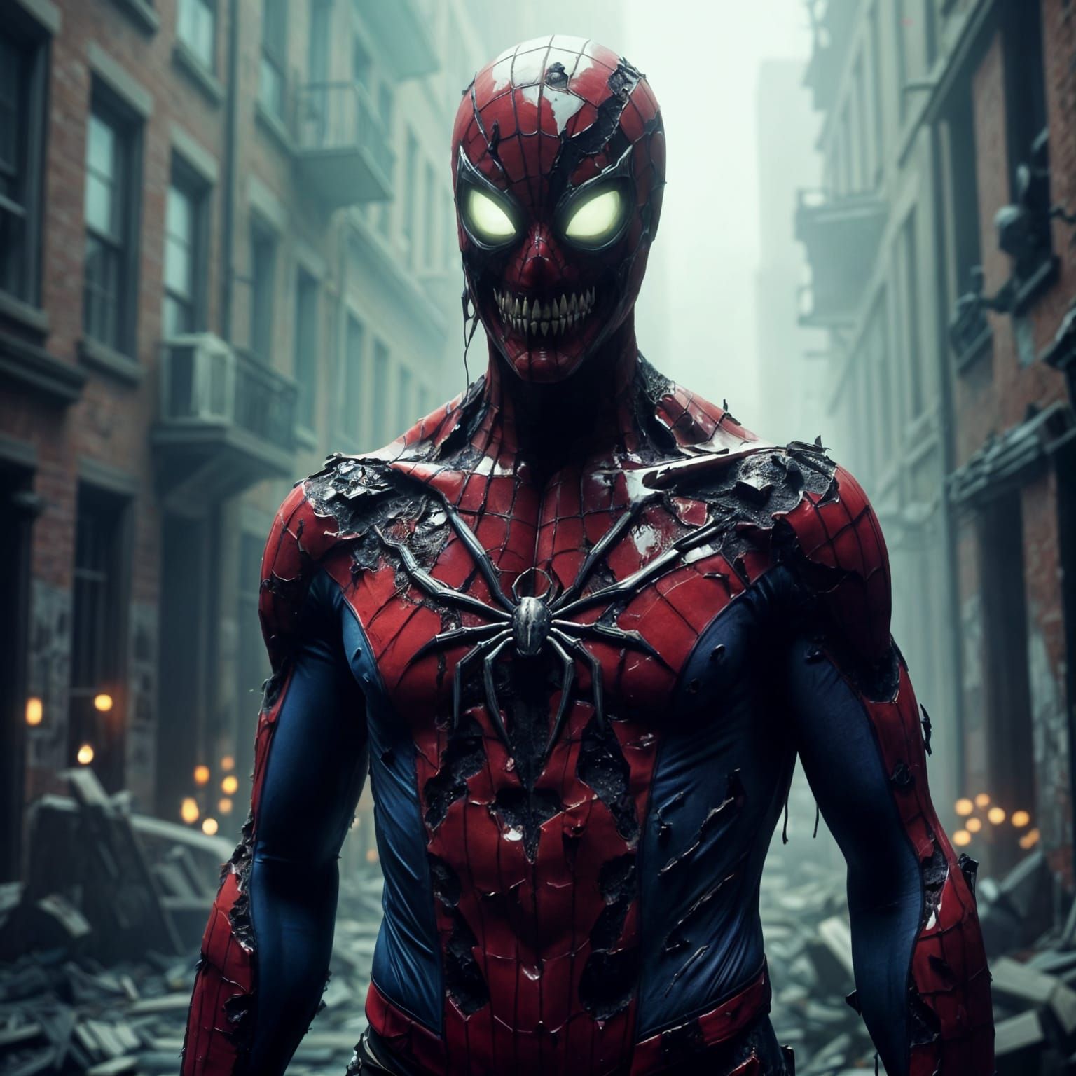 Eerie Undead Spider-Man as a Haunting, Dark Comic Book Icon