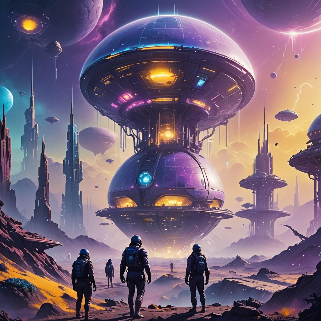 First Contact: Humans Meet Aliens in Neon City