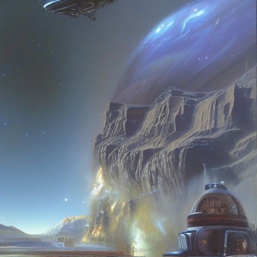 Science Fiction Scene as Oil Painting