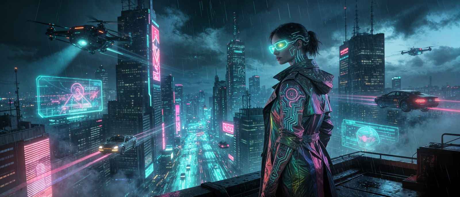 Cyberpunk Megacity at Midnight: Neon Towers & Flying Cars