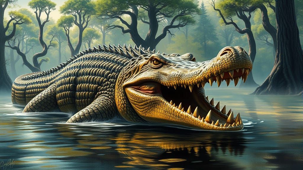 Ancient Cretaceous Crocodile Emerges from Primeval Swamp