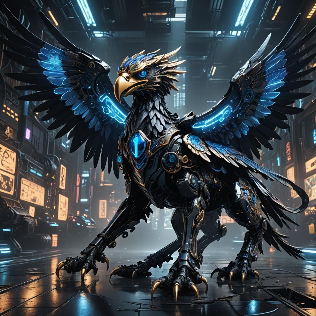 black and sapphire enameled glass griffin variant