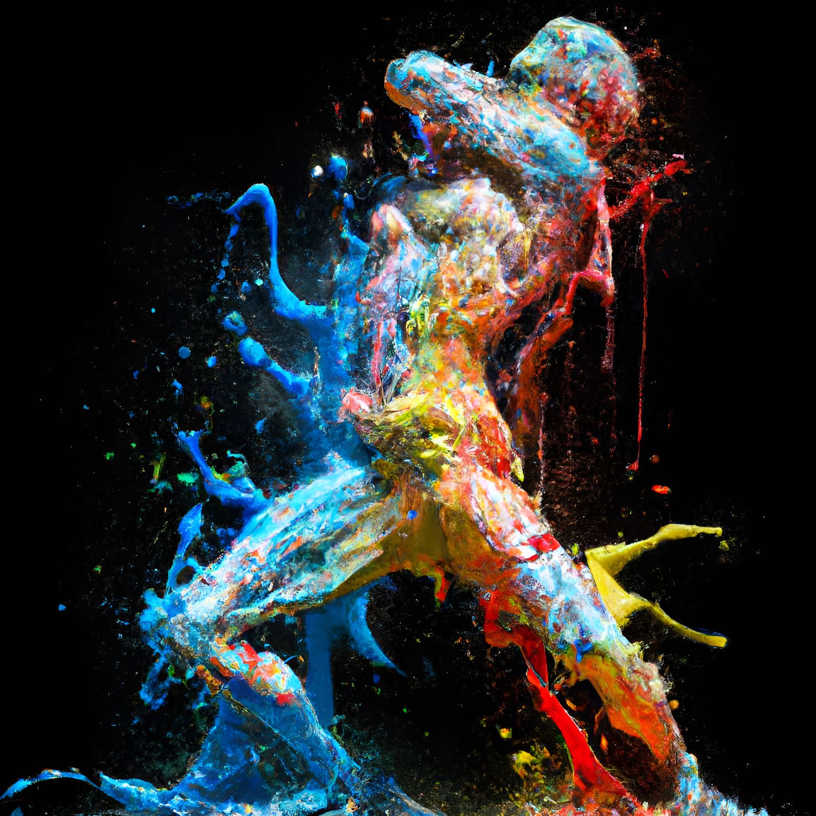 Colorful Bioluminescent Yoga Pose in Splash Art Style