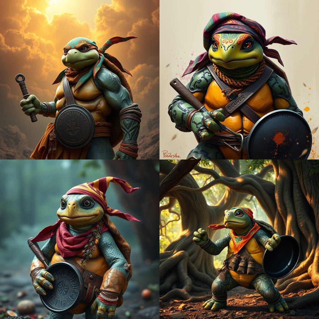 Fantastical Tortle Adventurer in a Vibrant Fantasy Realm