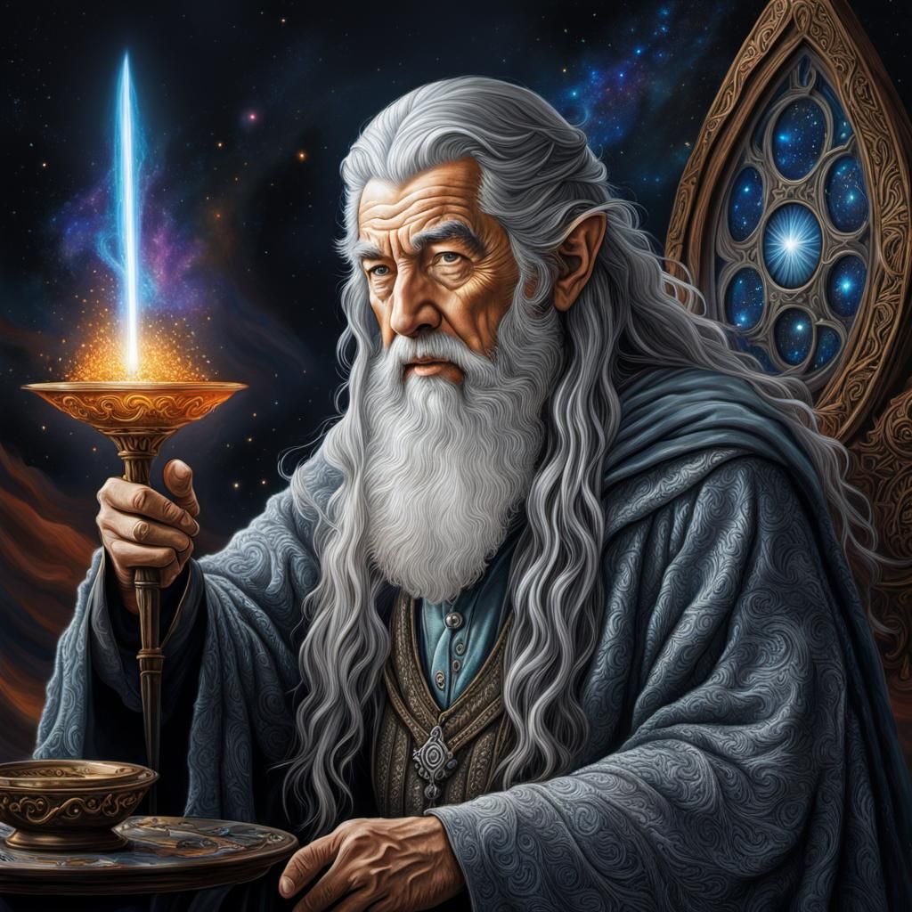 Gandalf the Grey: Hyperrealistic Astral Oil Painting
