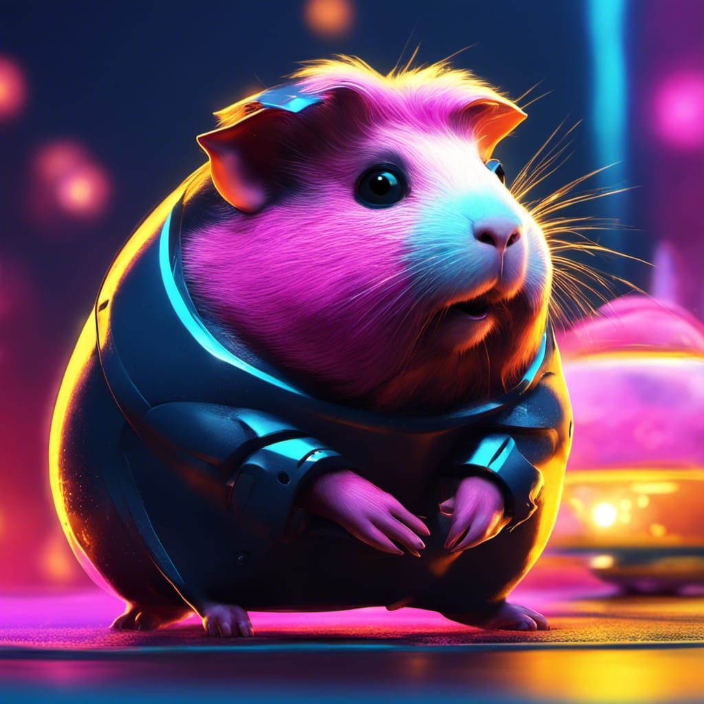 Supernova Guinea Pig: Pixar-Style 3D Digital Art
