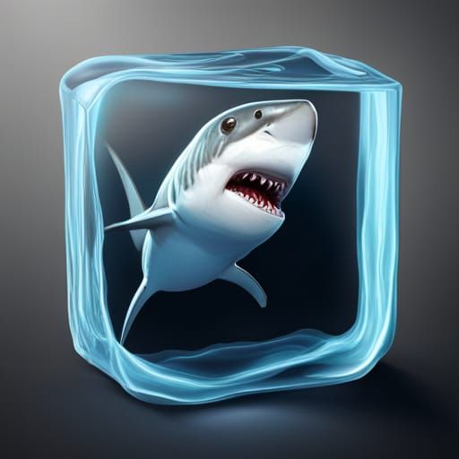 Shark Encased in Ice: A 3D Render