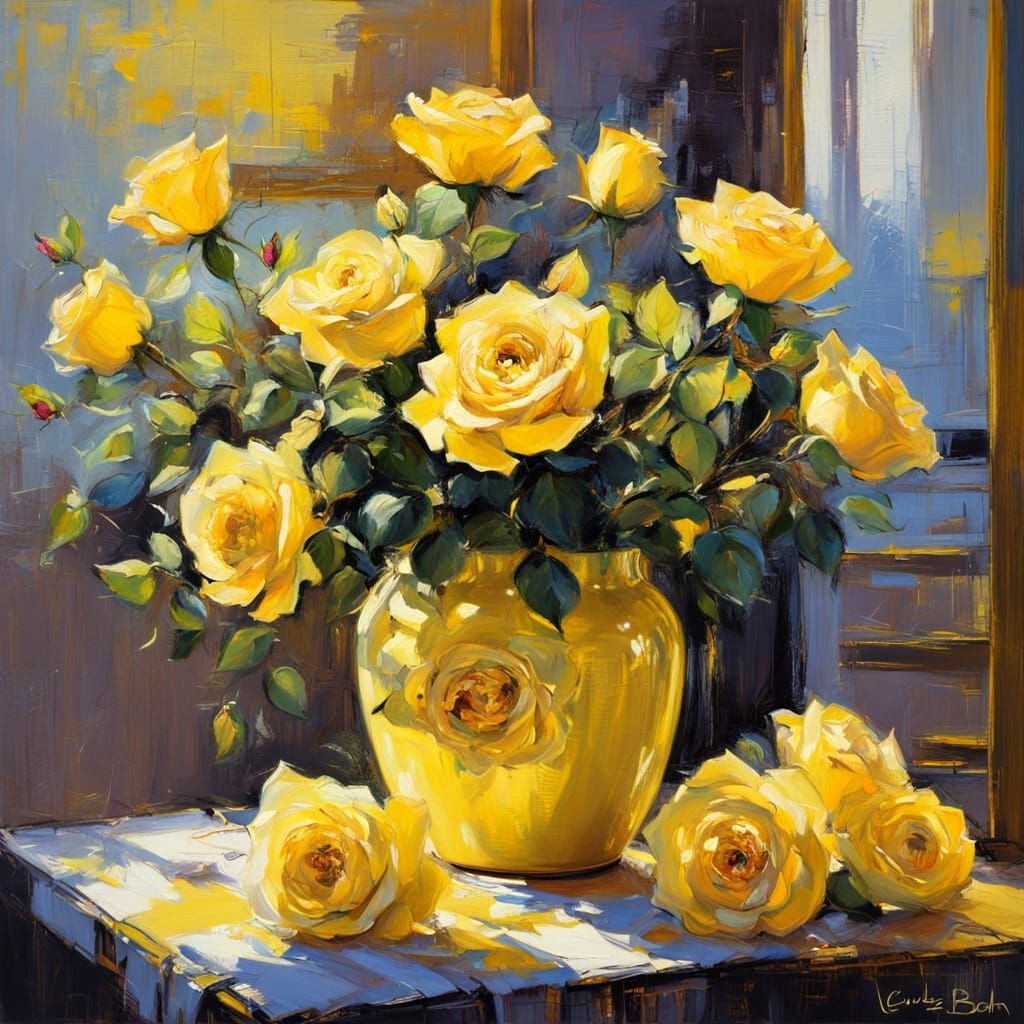 Vibrant Yellow Roses in Neon Glory