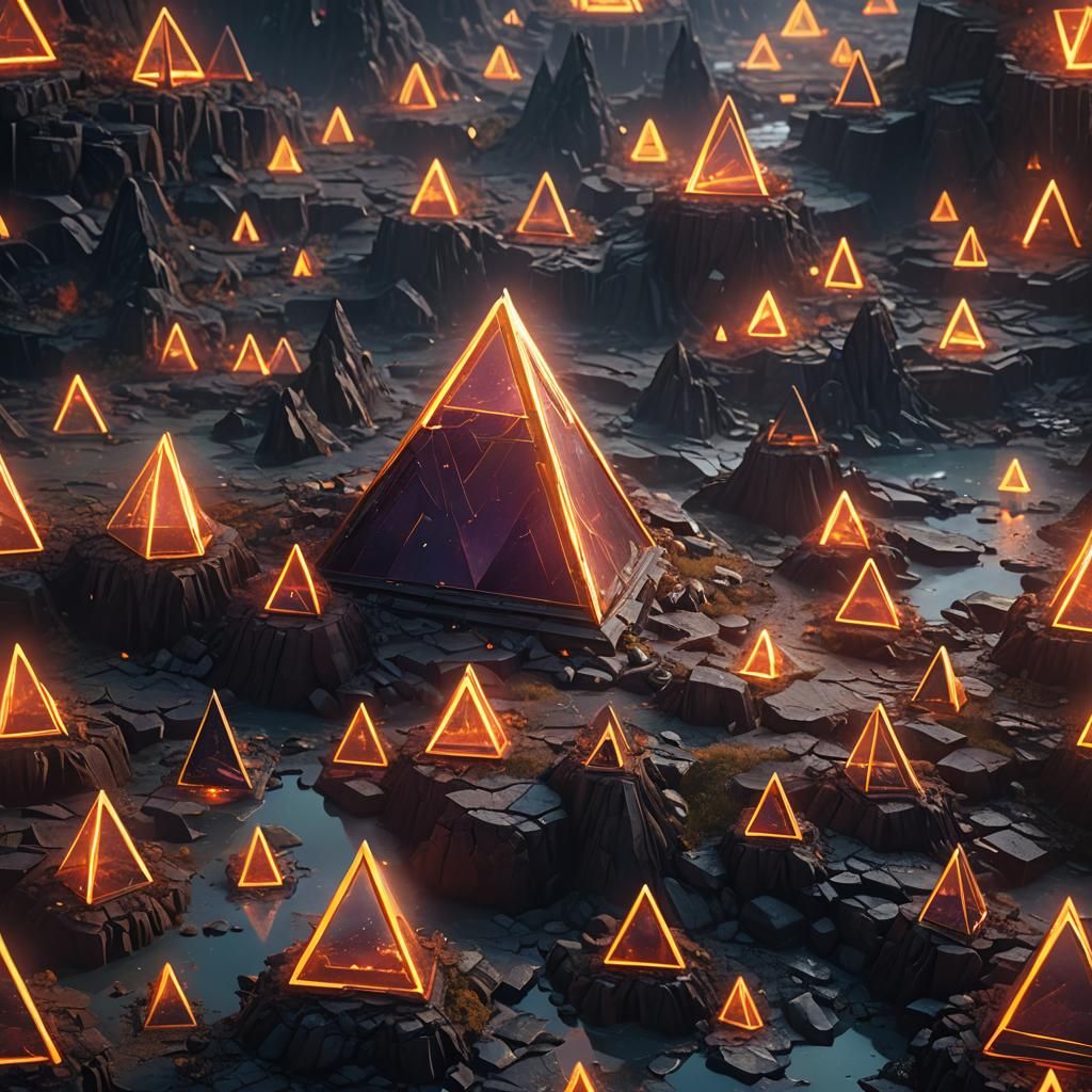Glowing Triangle in Detailed Matte Painting