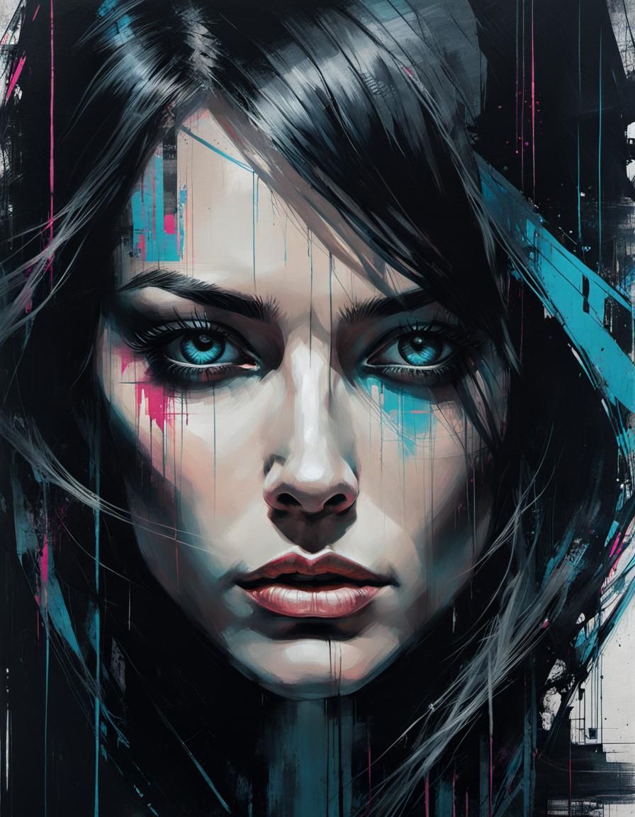 mysterious cyberpunk woman
