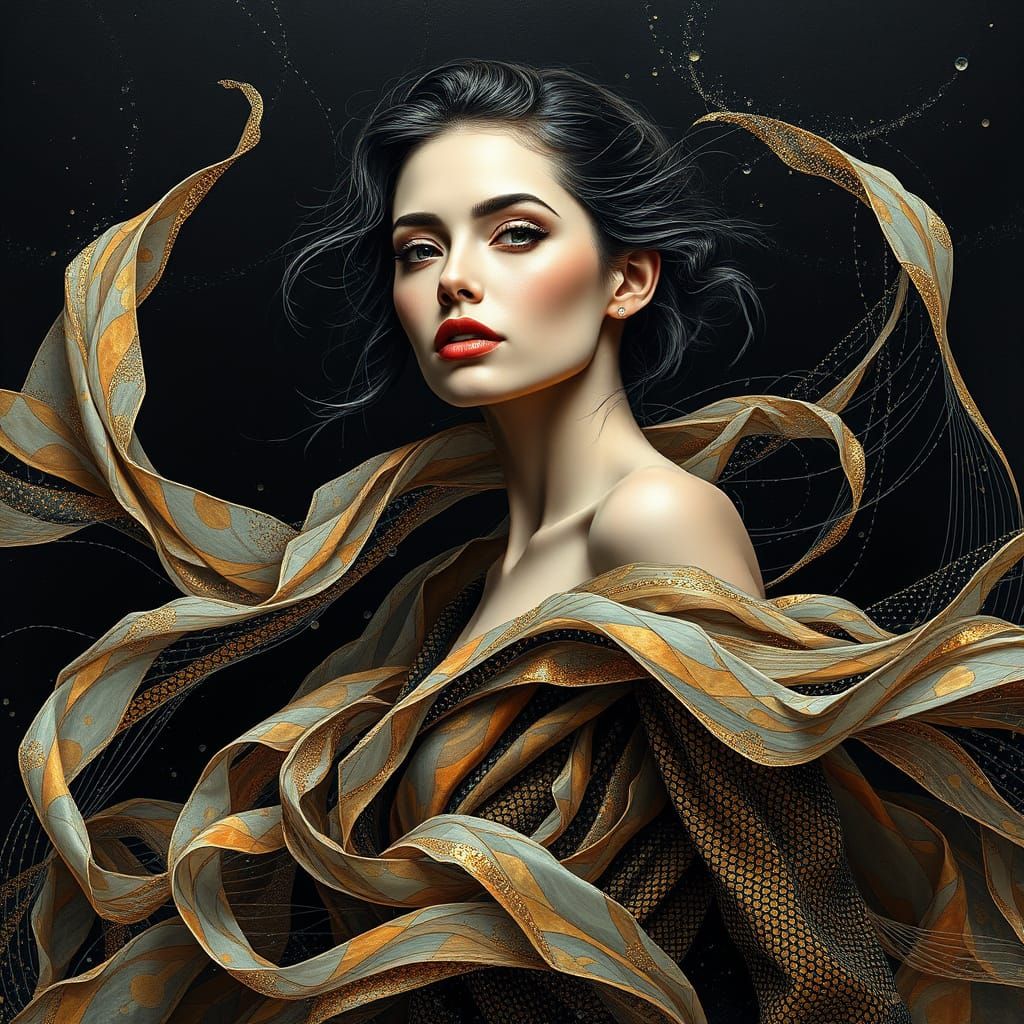 Elegant Woman in Kinetic Couture