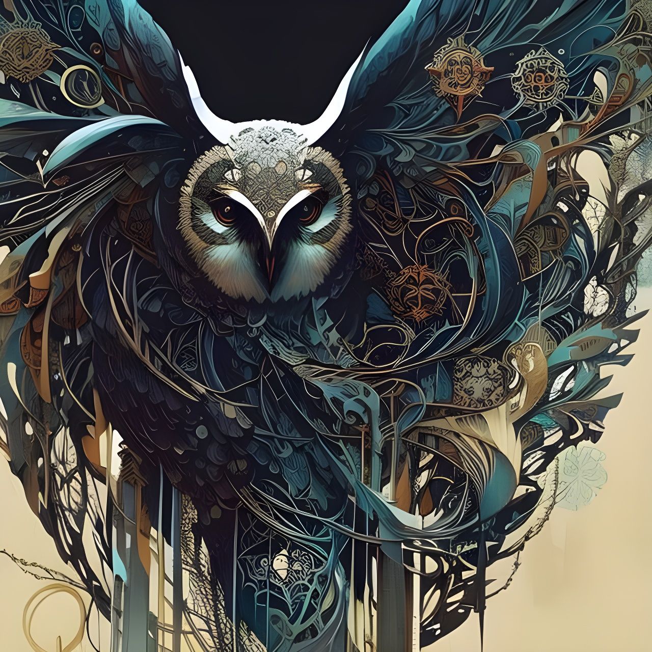 Black and White Owls with Intricate Details