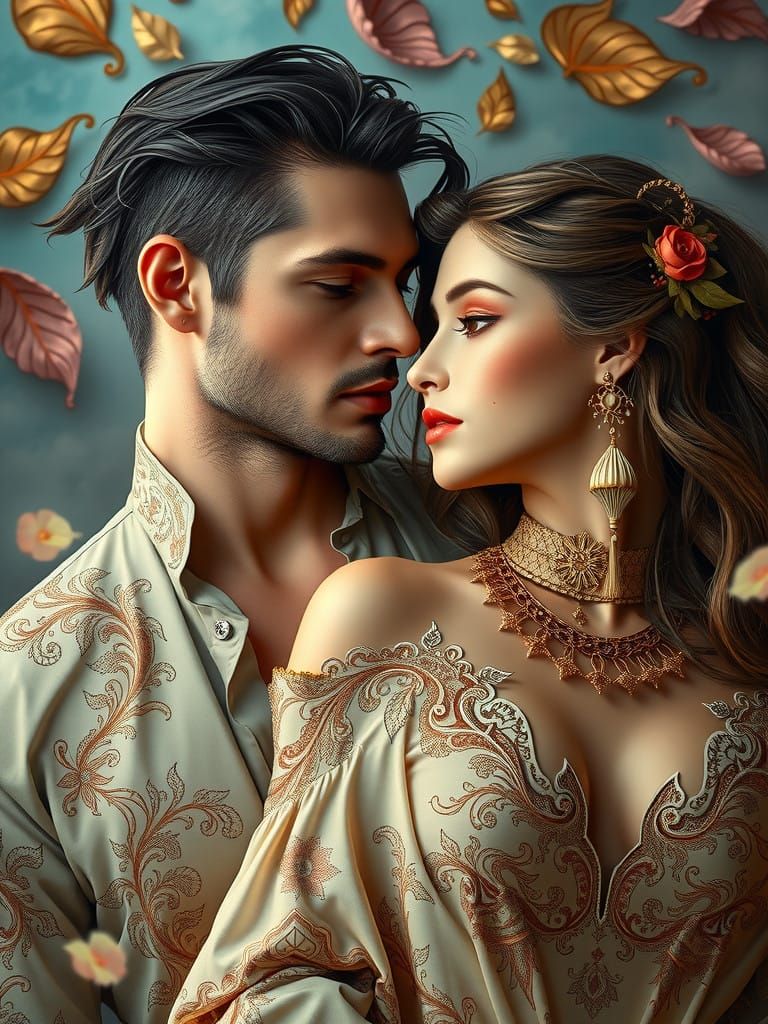 Ethereal Couple Lost in Tender Gaze