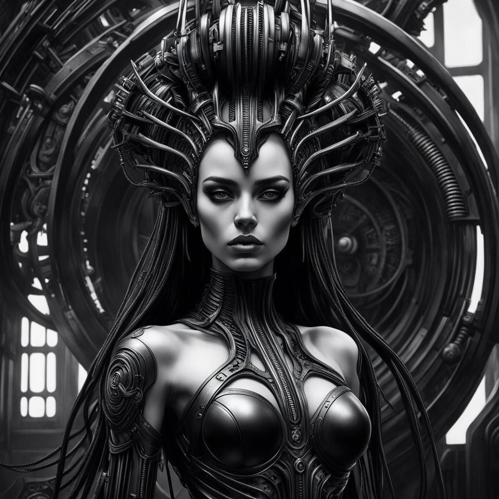 Gothic Cyberpunk Female Portrait in Hyperrealistic Style