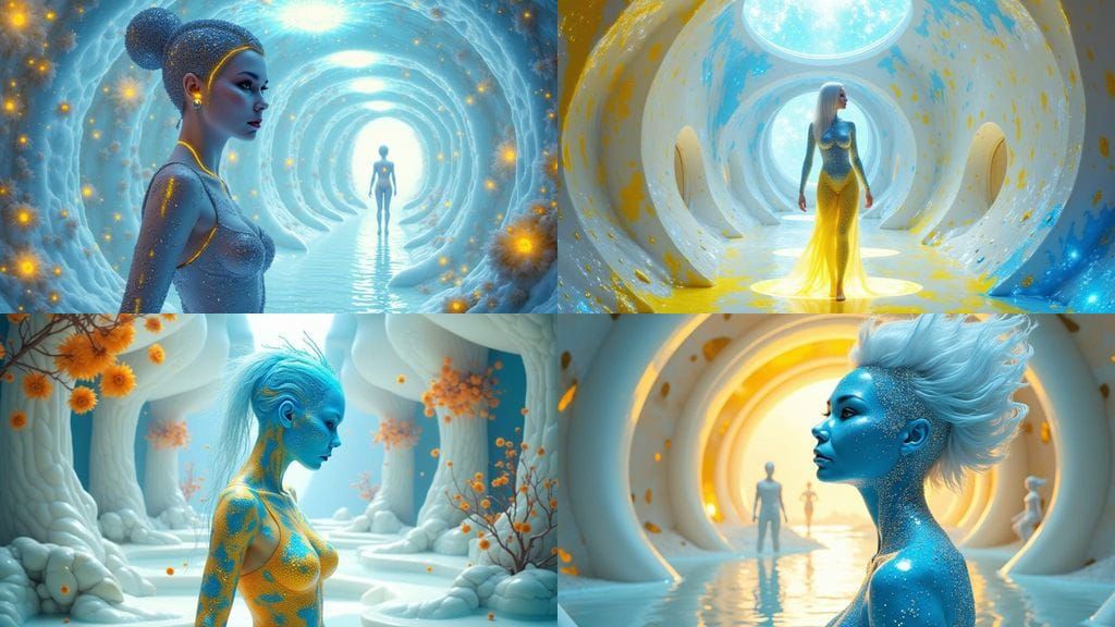 Ethereal Bioluminescent Alien in Futuristic City