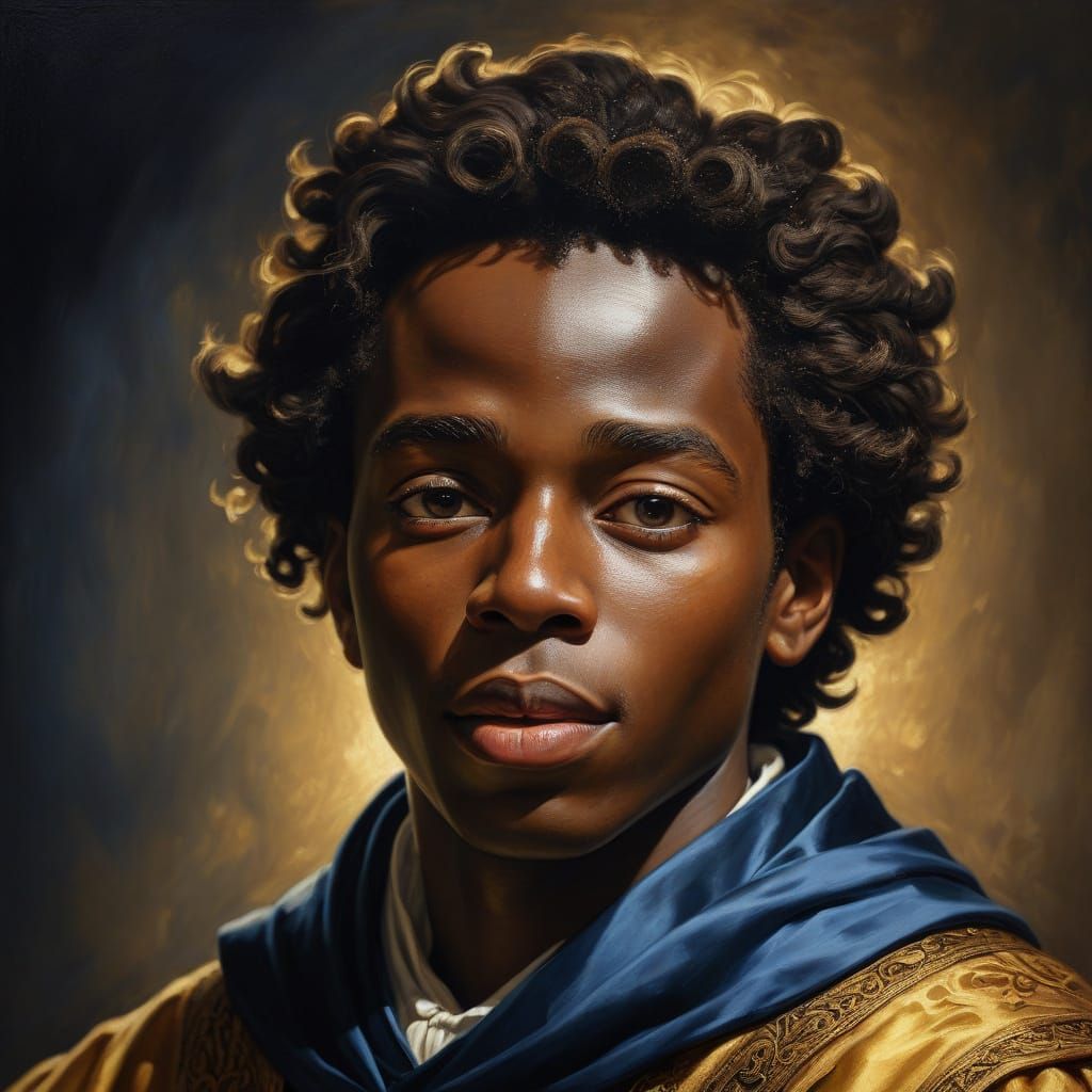 Renaissance Choir Boy Portrait in Cangiante Style