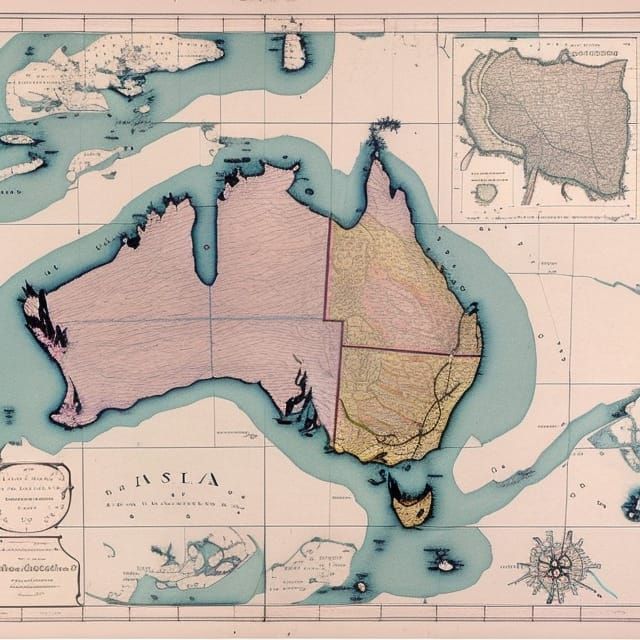 Antique Maritime Map of Australia's Great Barrier Reef