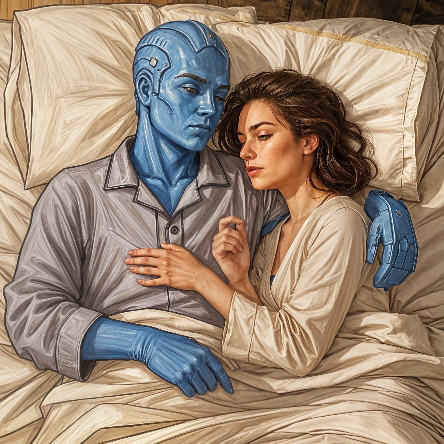 Chiss Soldier Rests Peacefully With Wife