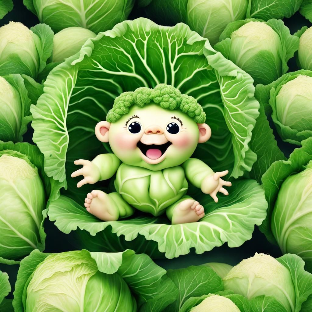 Cabbage Monster in a Farm Cabbage Patch
