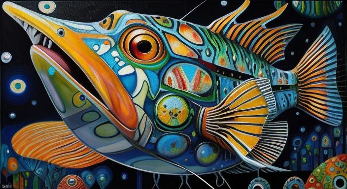 Angler Fish Oil Painting in Pop Surrealism Style