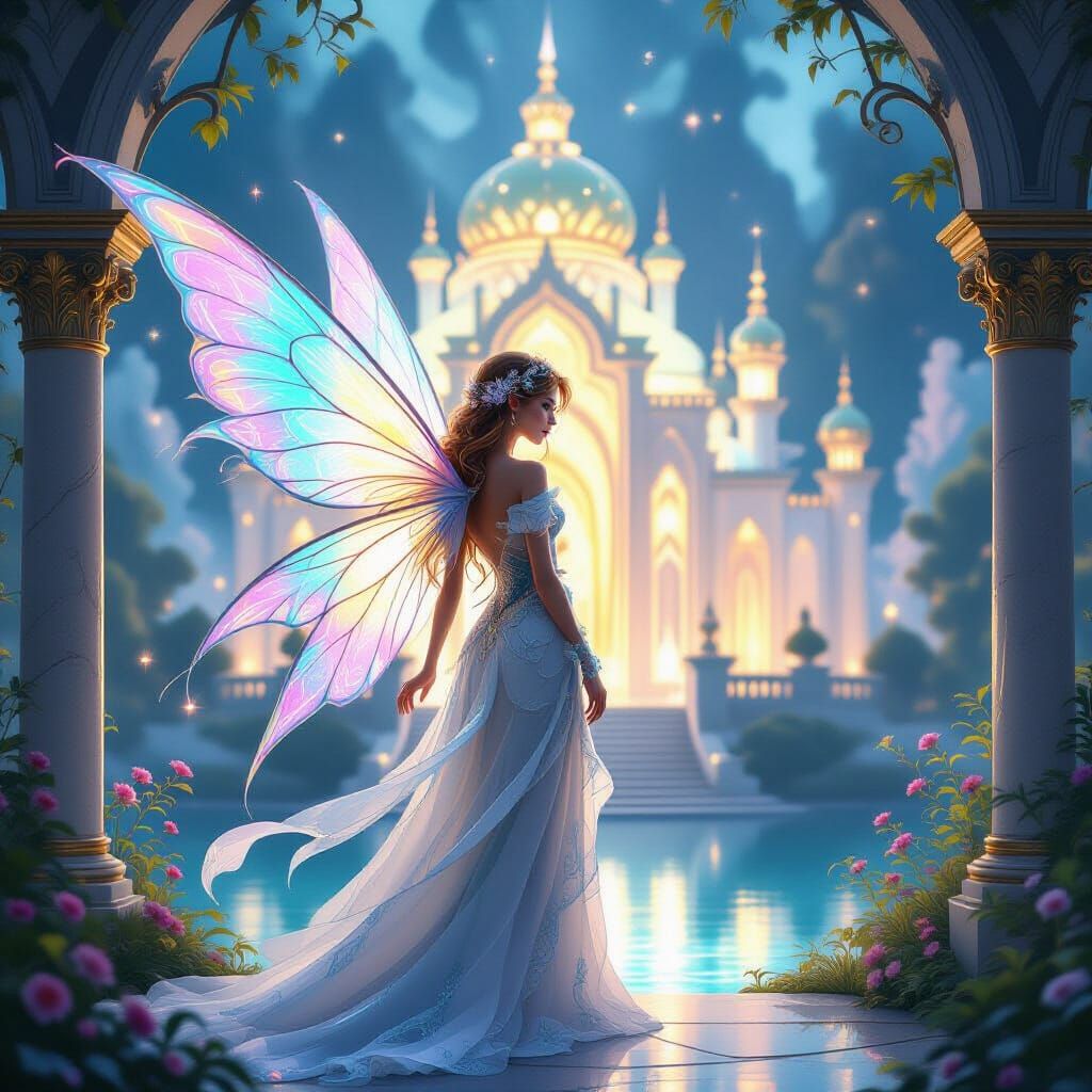 Ethereal Fairy Guards Glowing Palace