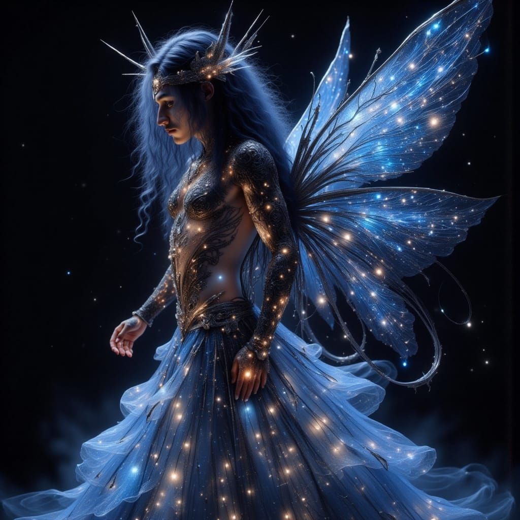 Glowing Fairy in Art Nouveau Punk Style
