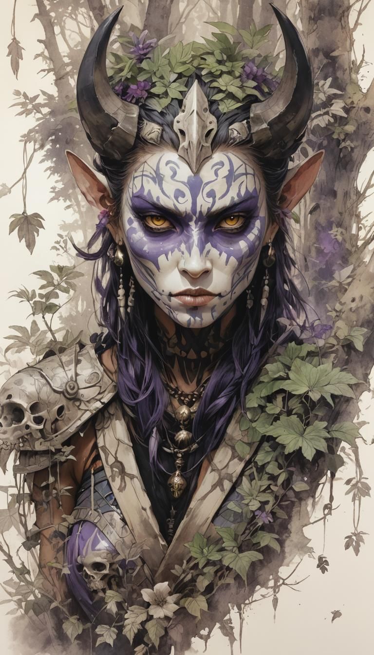 Fierce Anime Female Warrior in Enchanted Forest