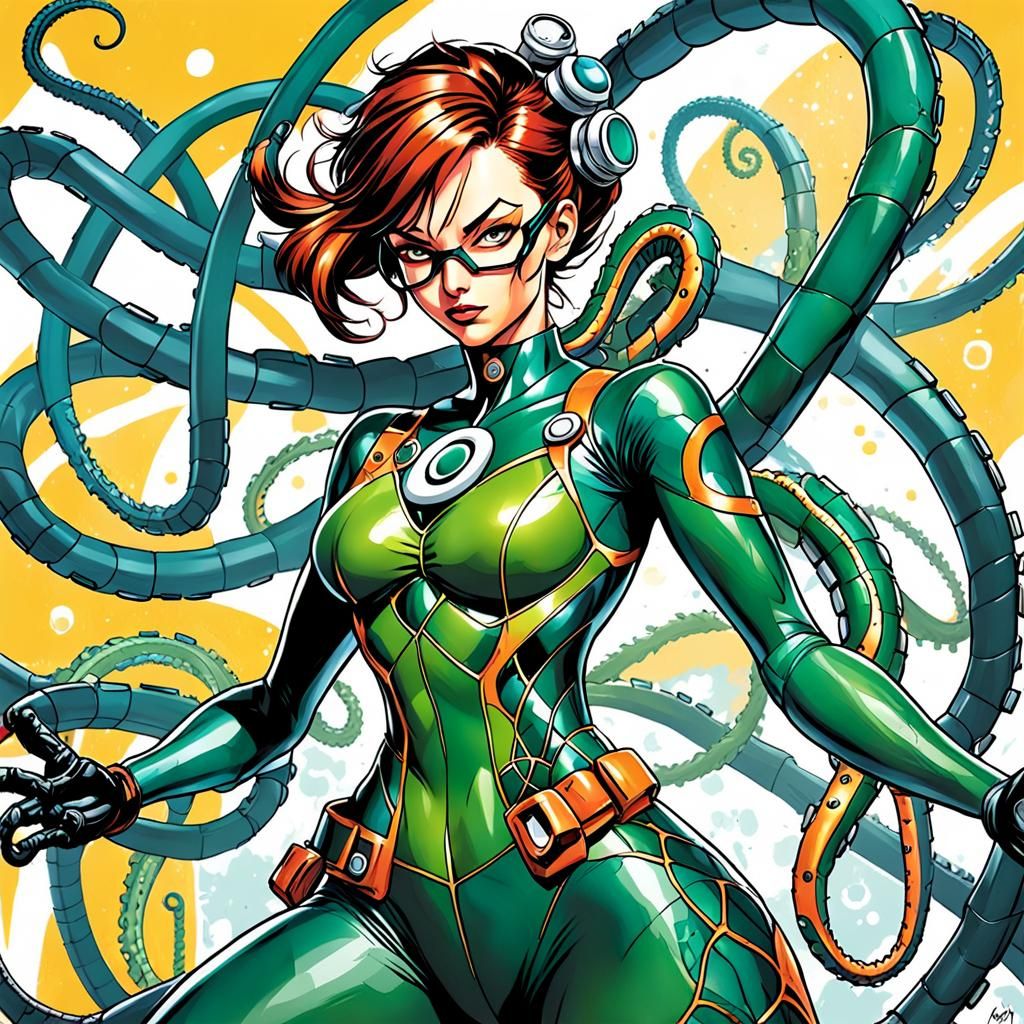 Gender-Swapped Doctor Octopus in Abstract Style