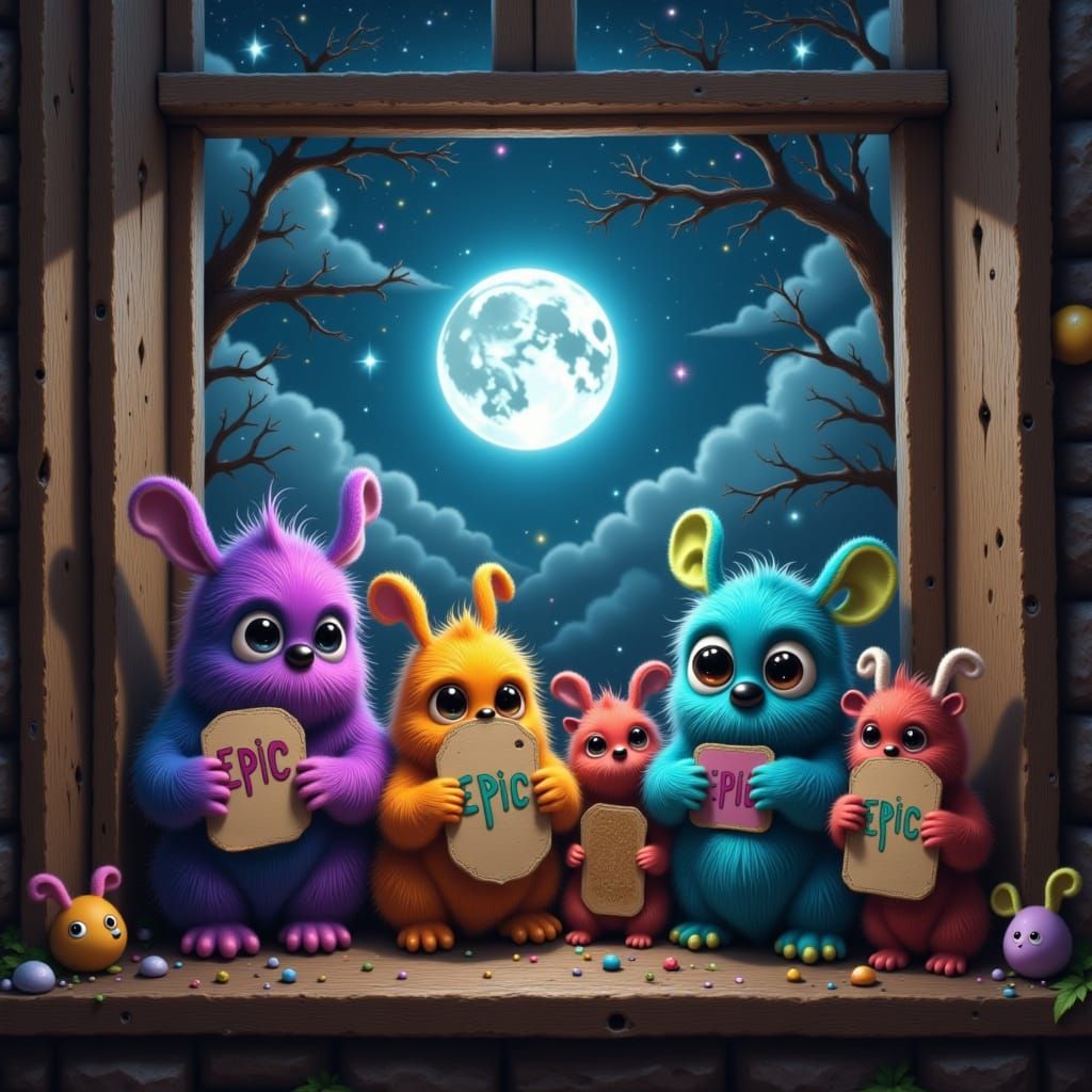Playful Monsters Declare Epic Night in Whimsical Fantasy