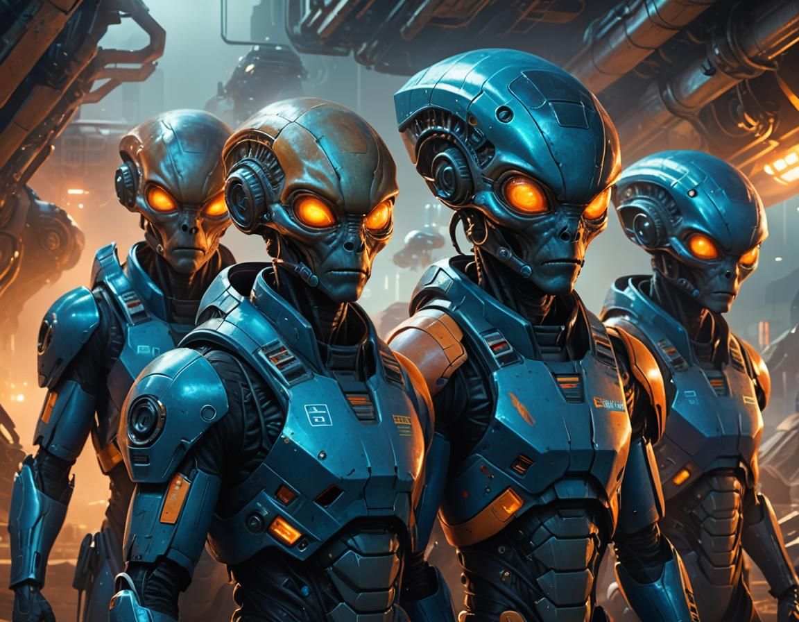 Hyperrealistic Grey Aliens Mining on the Moon