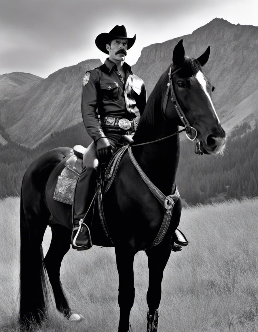 Gothic Cowboy on Horse: Emo Homoerotic Art