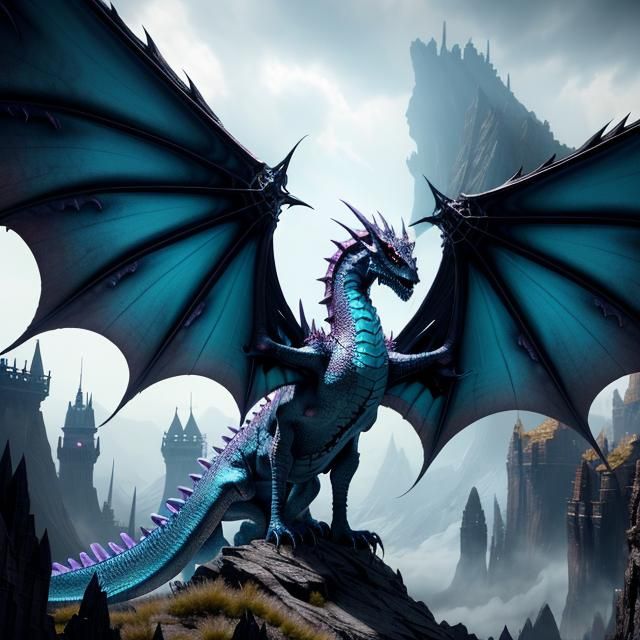 Undead Dracolich Attacks Fantasy City