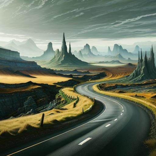The familiar roads winding through a fantastical landscape adds to the feeling of something being off. It's a great juxt...