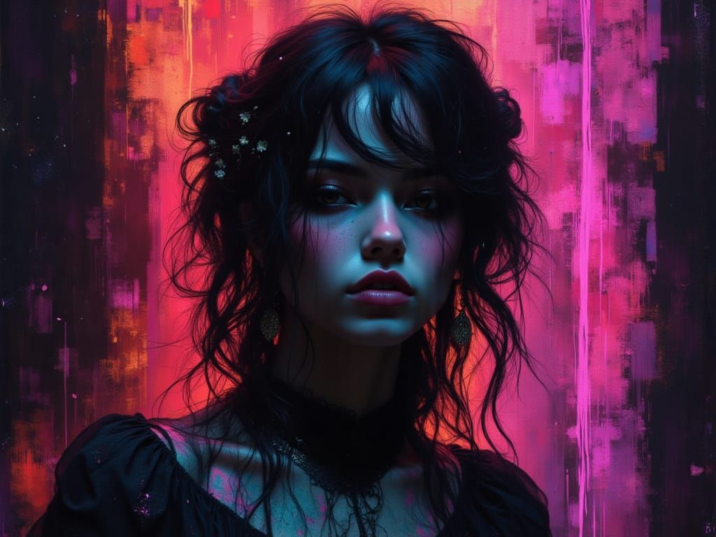 Mysterious Figure in Dramatic Triadic Lighting