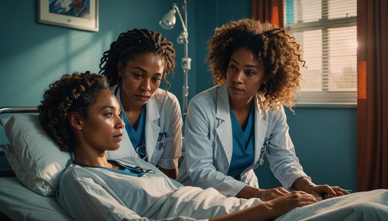 Hyperrealistic Hospital Scene: Emotional Connection in Warm ...