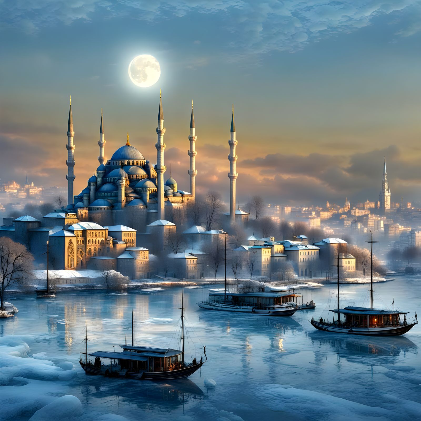 Istanbul's Golden Horn in Incandescent Lights, Renaissance S...