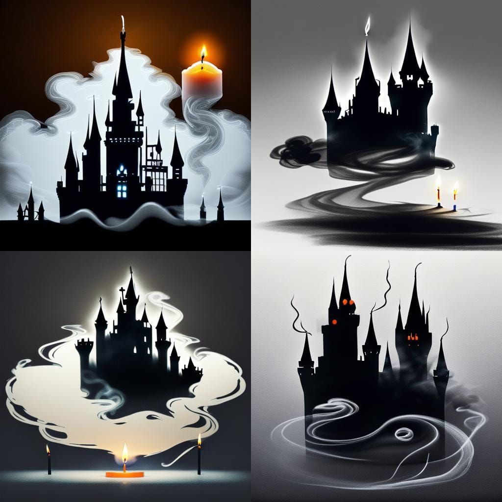 Fantasy Castle Silhouette Formed by Candle Smoke