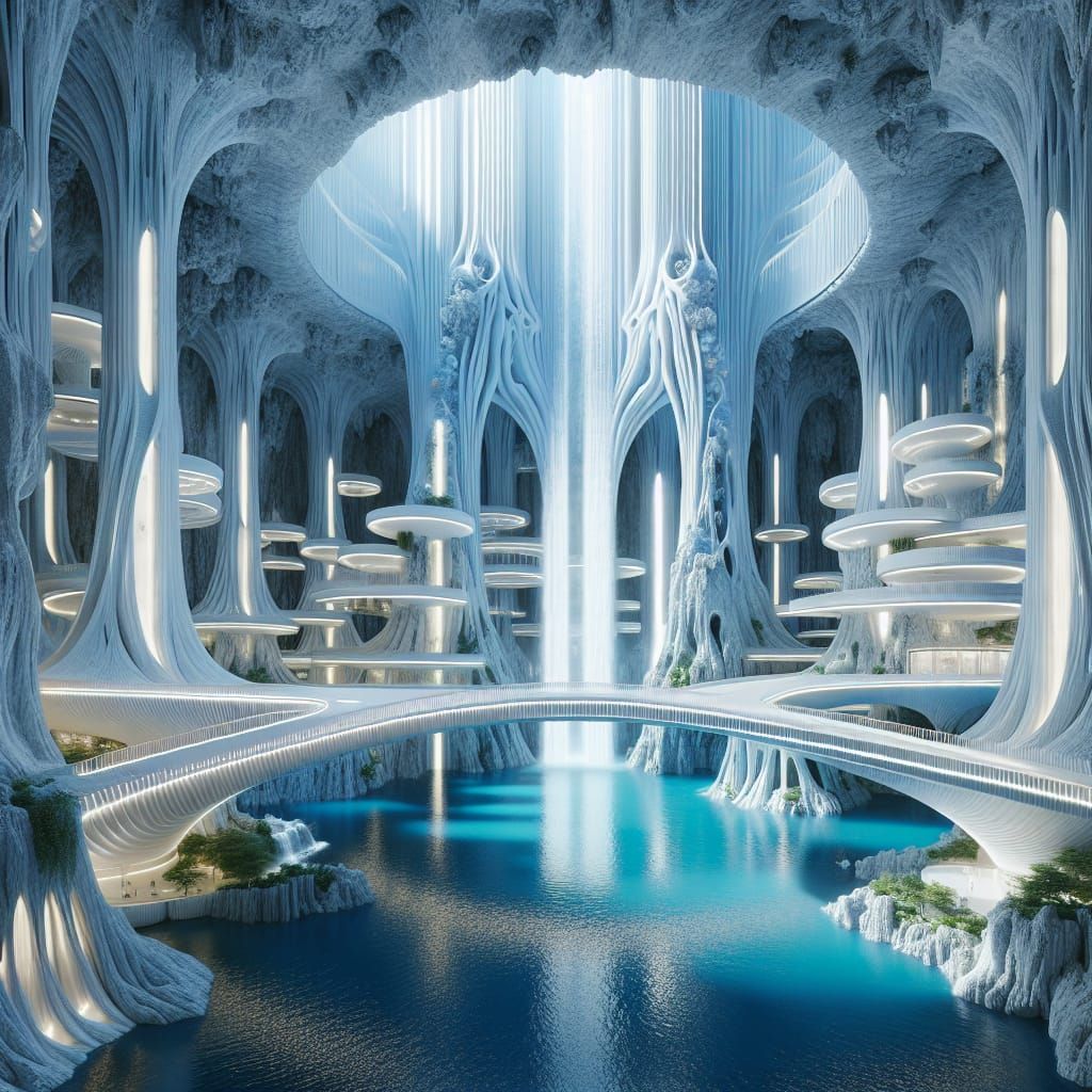 Underground Water Cave Architectural Concept in 8K