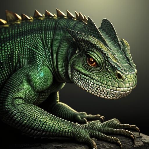 Hyperrealistic Close-Up of Deformed Lizard