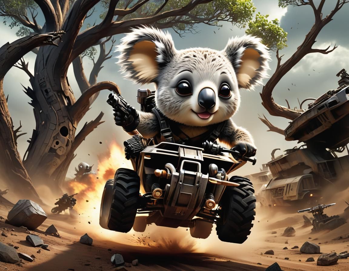 Mad Max Koala Races Through Wasteland