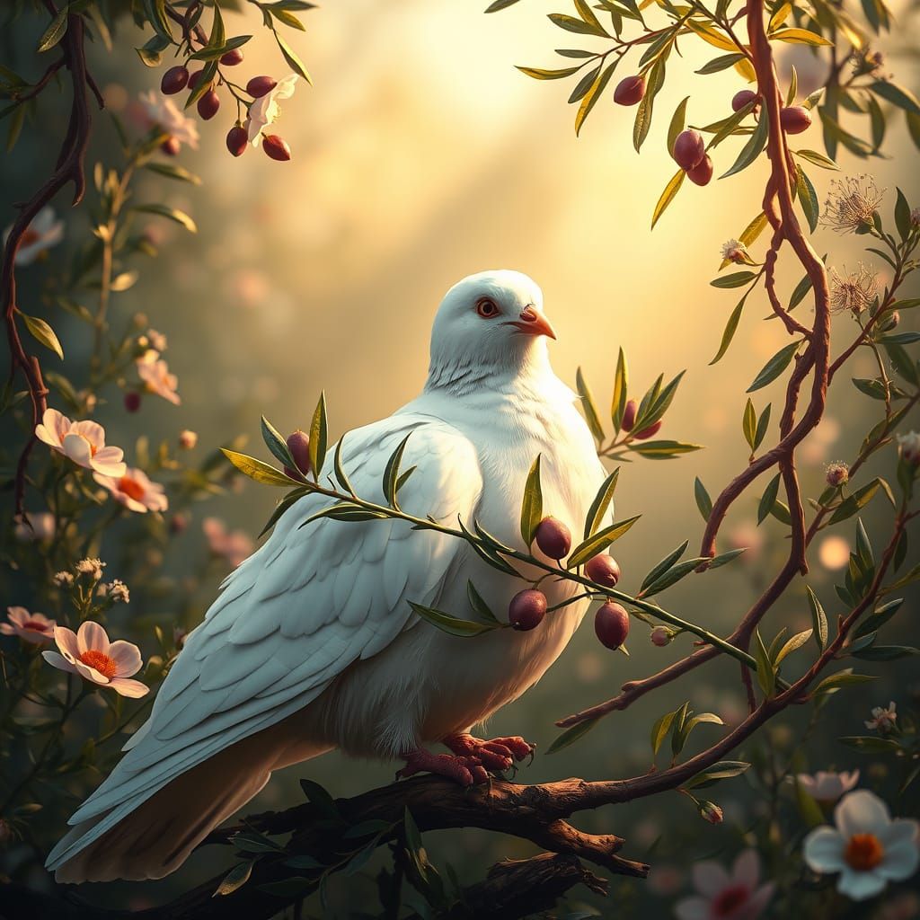 Ethereal Dove in Vibrant Nature