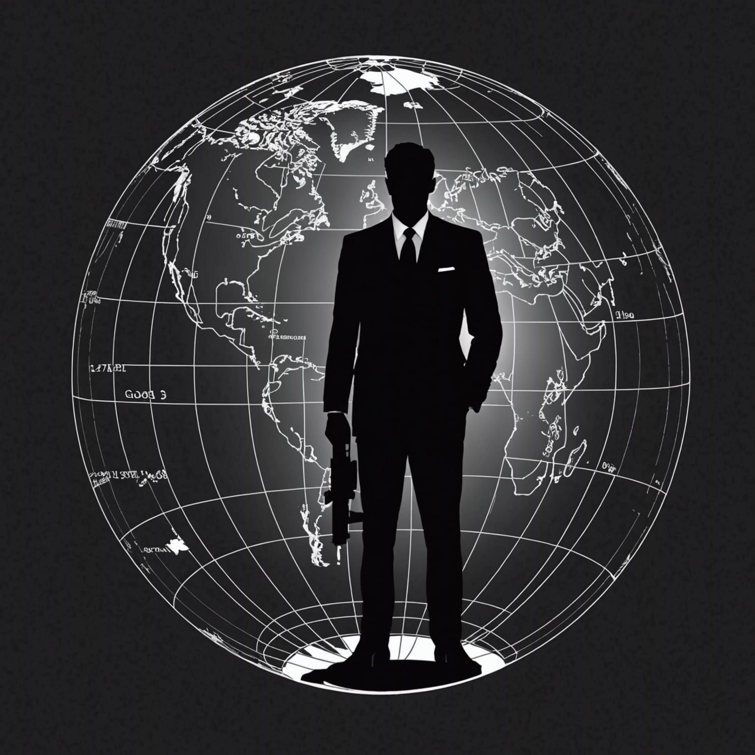 Silhouetted Globe with Armed Man and SOLO Text