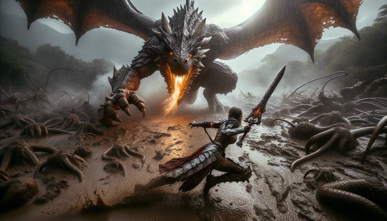 Epic Dragon Battle Illustration